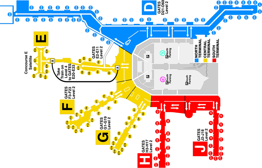 Miami Airport Terminal and gate map Miami Airport Terminal map